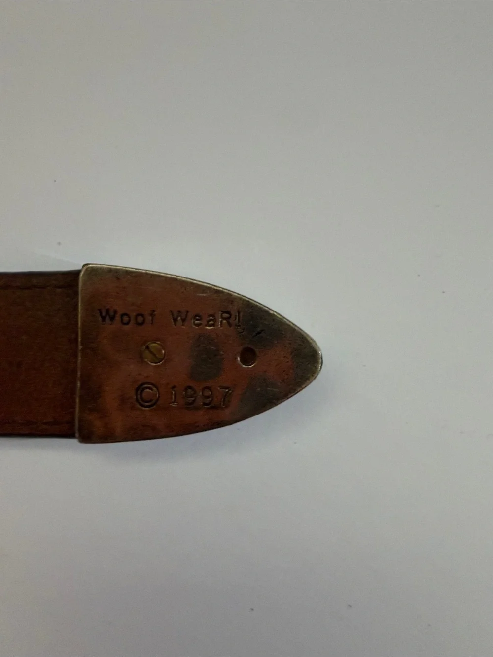 Vintage Woof Wear 1997 Leather Belt Size 24 Brown Dog Equestrian Concho 1